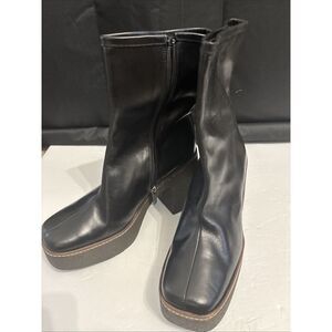 DKNY Womens Black Boots Zipper Square Toe Block Heel Size 10 US 41 EU NEW